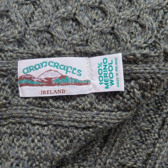 Aran Crafts 100% Merino Wool Green Mottled Heather Scarf Cable - Picture 4 of 8